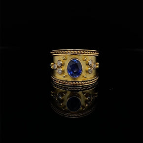 Sapphire and Diamond Byzantine Style Dress Ring