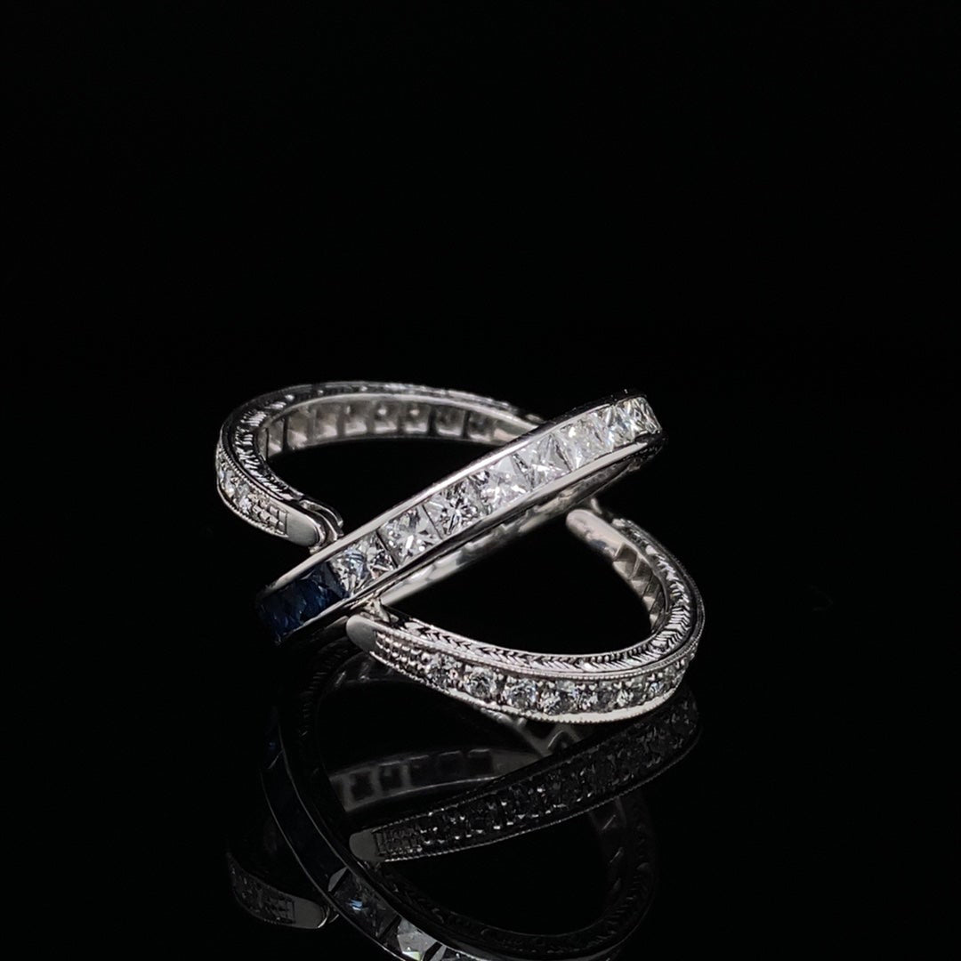 Sapphire and Diamond Night and Day Eternity Ring