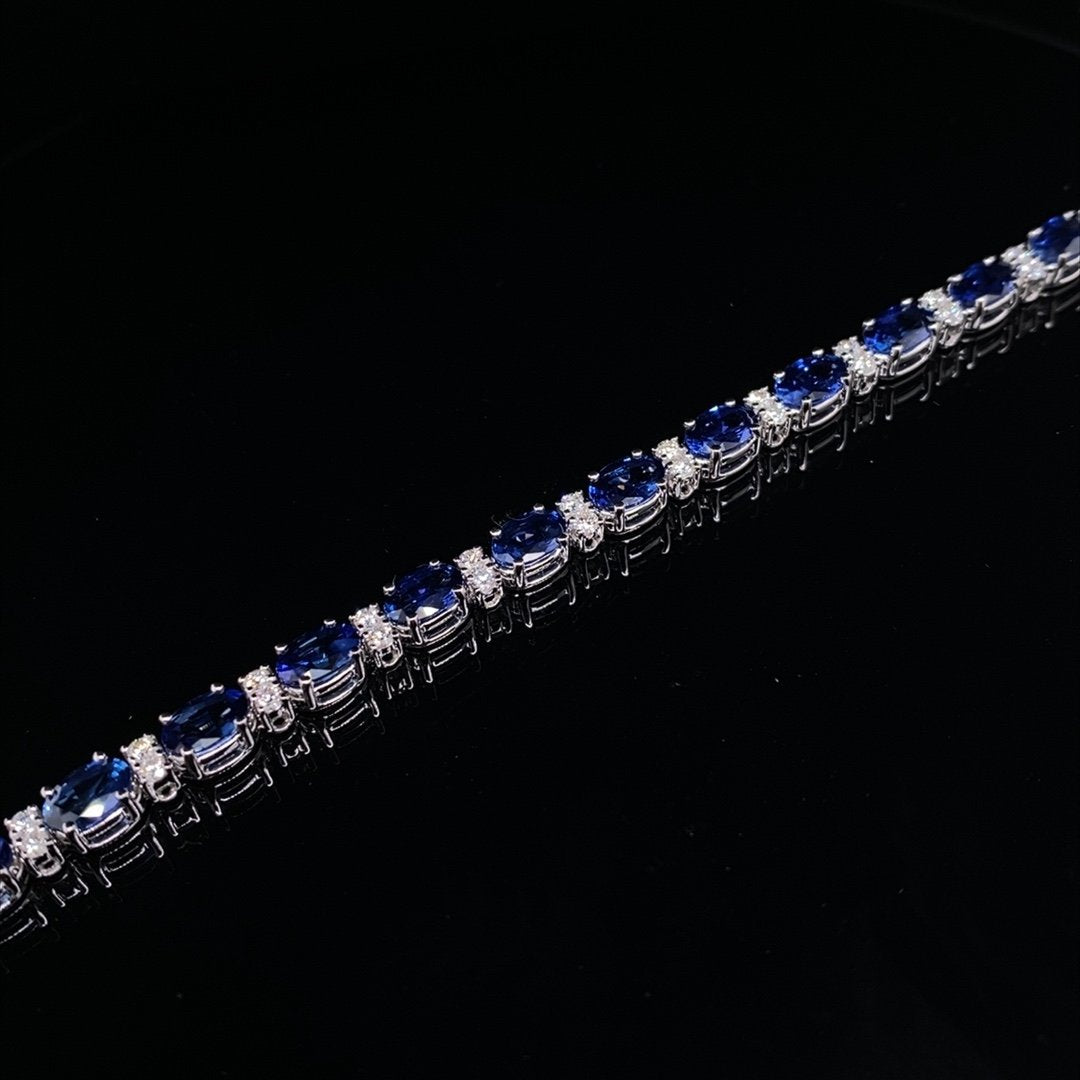 Sapphire and Diamond Oval Double Link Bracelet