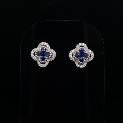 Sapphire and Diamond Quatrefoil Cluster Earrings