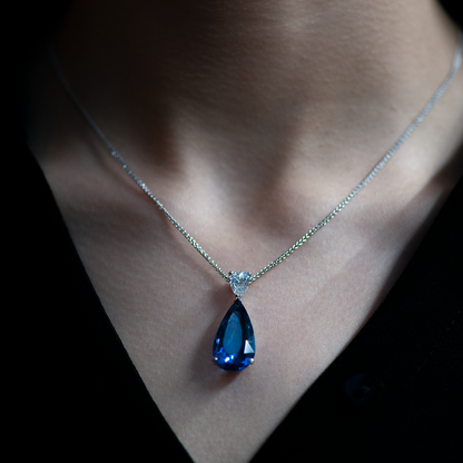 11.93ct Sapphire and Diamond pear on pear pendant