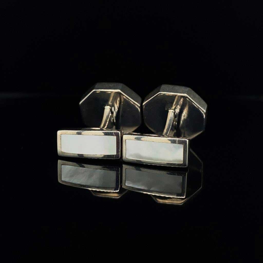 Silver Mother Of Pearl And Gold Cross Cufflinks