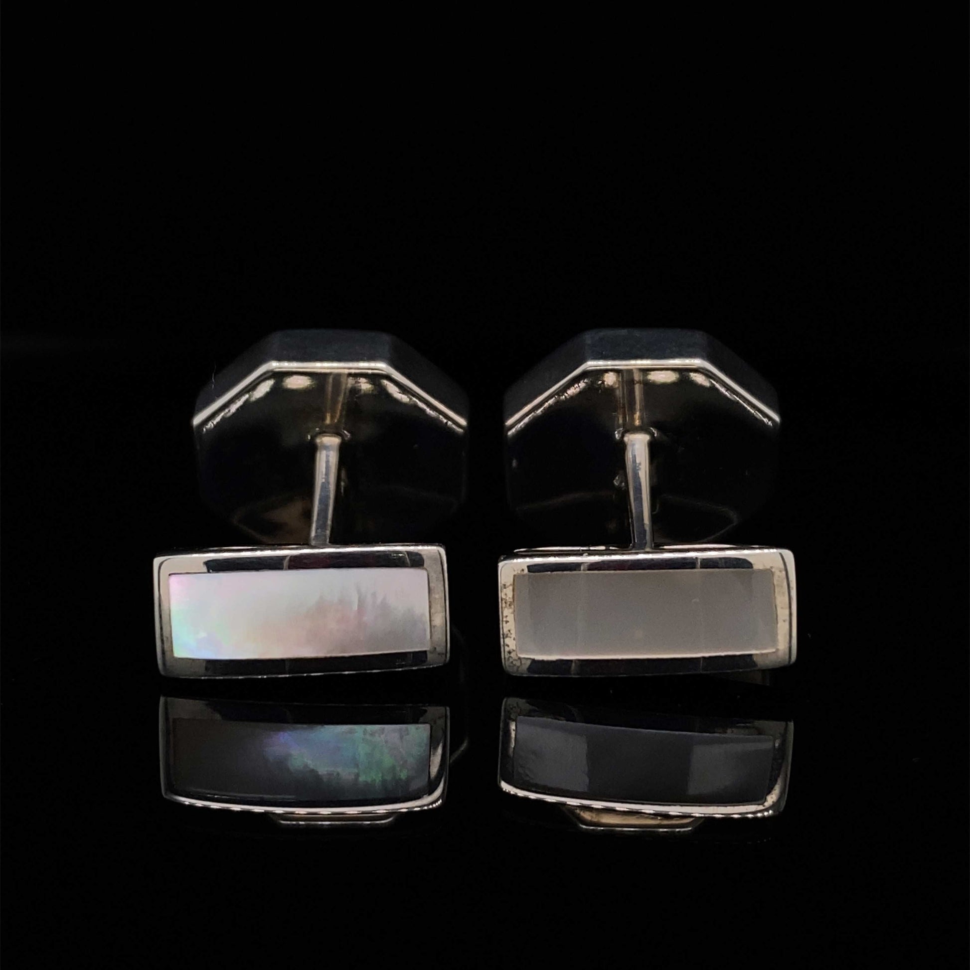 Silver and Mother Of Pearl Octagonal Cufflinks