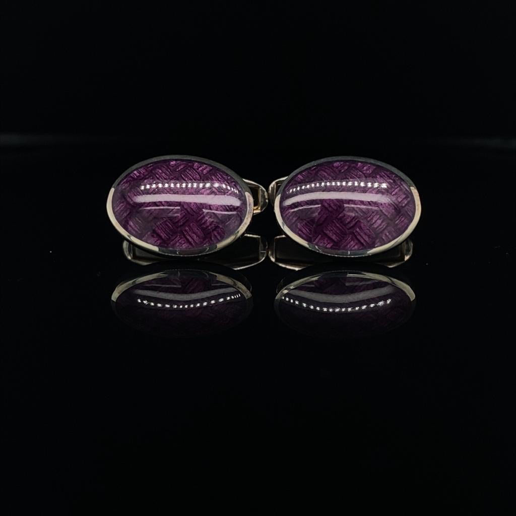 Silver and Purple Enamel Cufflinks