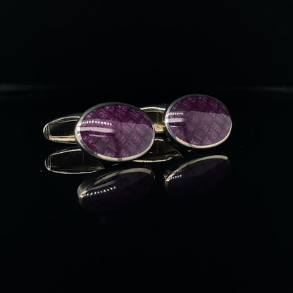 Silver and Purple Enamel Cufflinks