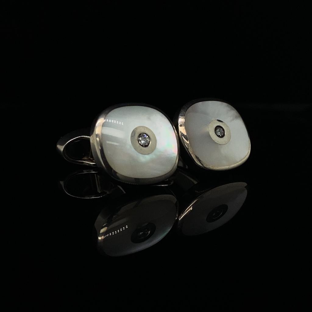 Silver, Mother of Pearl and Diamond Cufflinks