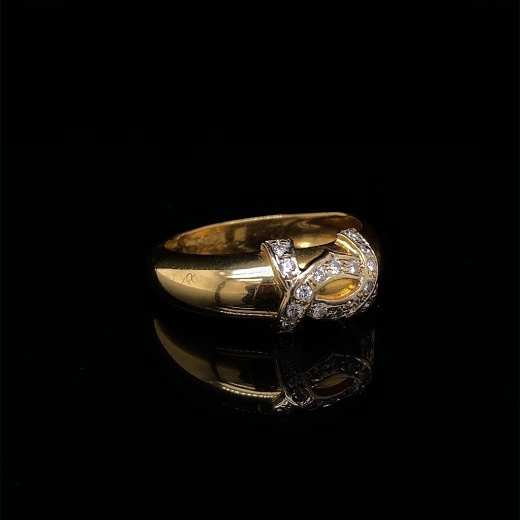 Vintage 18ct YG Cartier Diamond Set Logo Ring