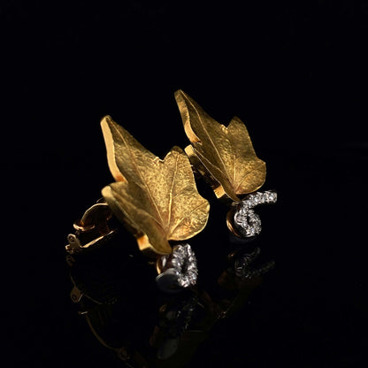 Vintage Cartier Diamond Leaf Clip Earrings