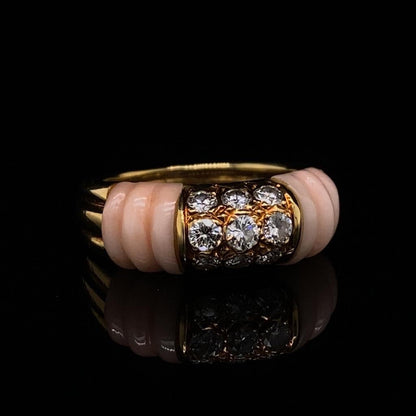 Vintage Mauboussin Coral and Diamond Dress Ring