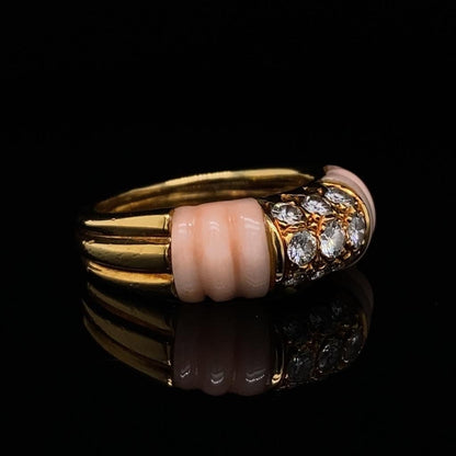 Vintage Mauboussin Coral and Diamond Dress Ring