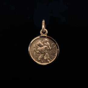 18ct Gold Round Saint Christopher Pendant