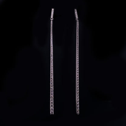 0.90ct Diamond Set Bar Drop Earrings