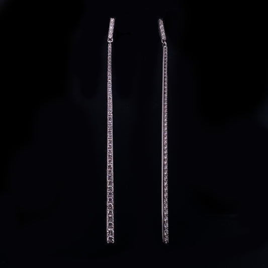 0.90ct Diamond Set Bar Drop Earrings