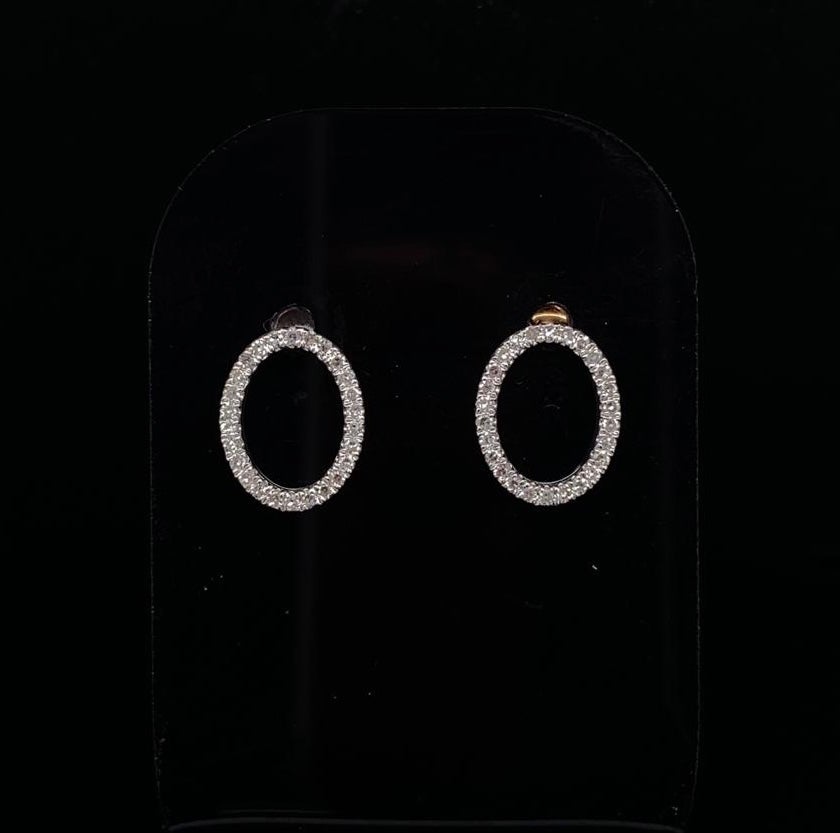 White Gold Diamond Set Open Oval Earrings