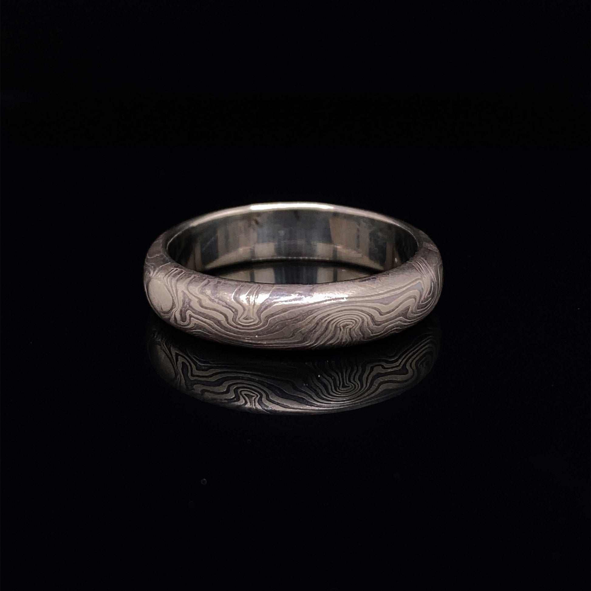 White Gold Mokume Gane 5mm Wedding Ring
