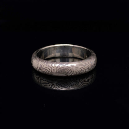 White Gold Mokume Gane 5mm Wedding Ring