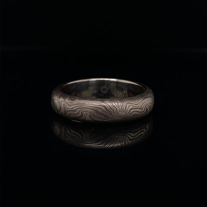 White Gold Mokume Gane Wedding Ring