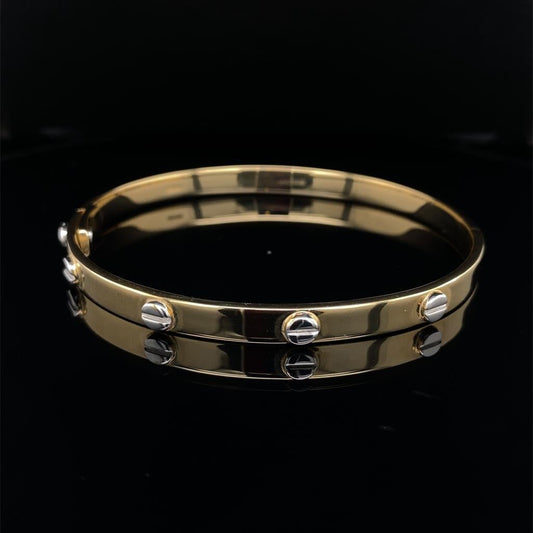 Yellow Gold Bangle with White Gold Screws