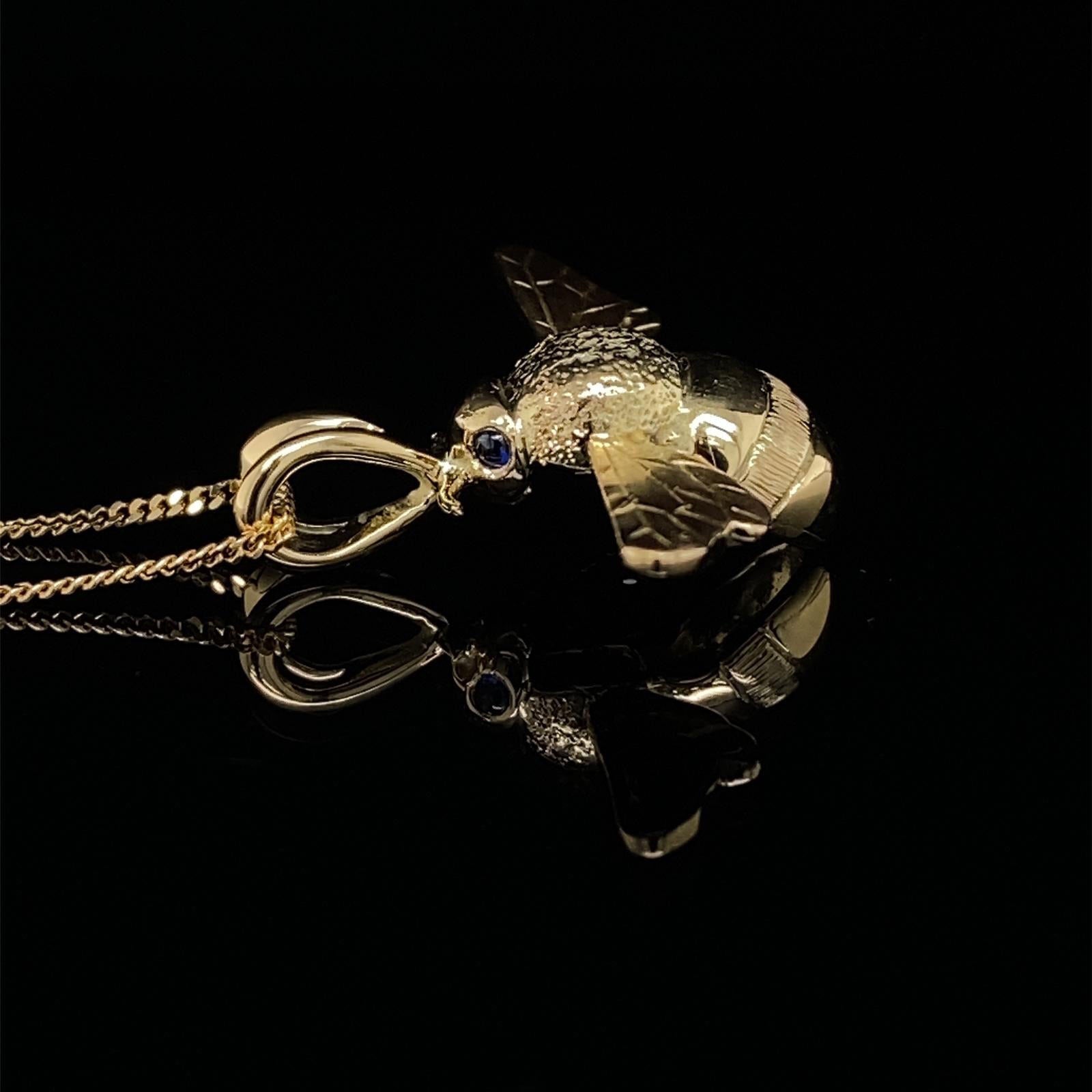 Yellow Gold Bumble Bee Pendant