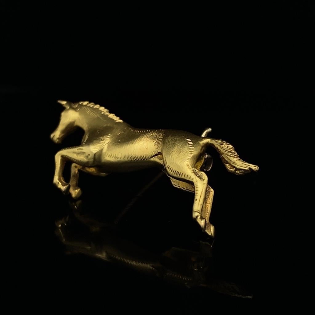 Yellow Gold Galloping Horse Brooch