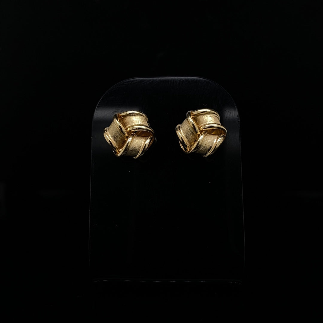 Yellow Gold Polished And Satin Knot Earrings