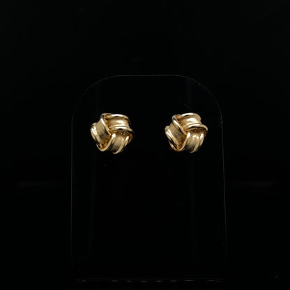 Yellow Gold Polished And Satin Knot Earrings