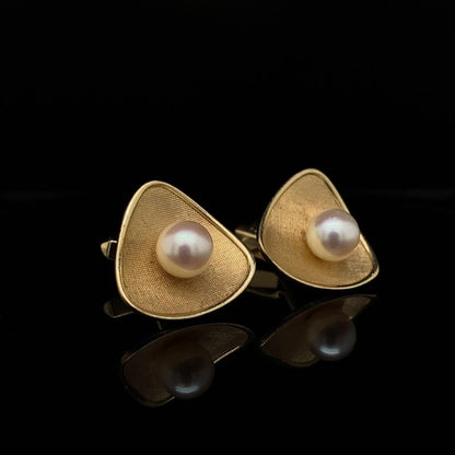 Yellow Gold and Pearl Cufflinks
