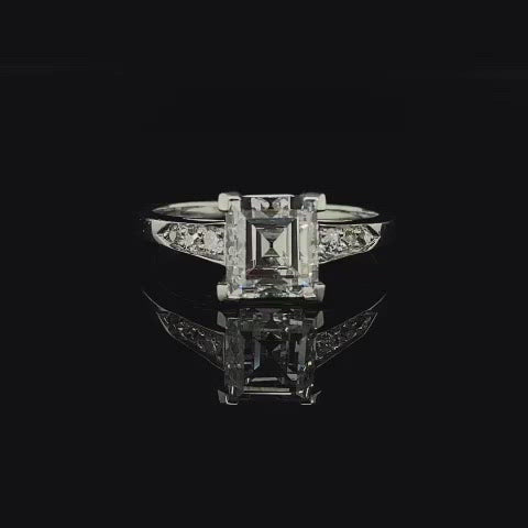 1.92ct Certified Square Step Cut Diamond Solitaire Ring