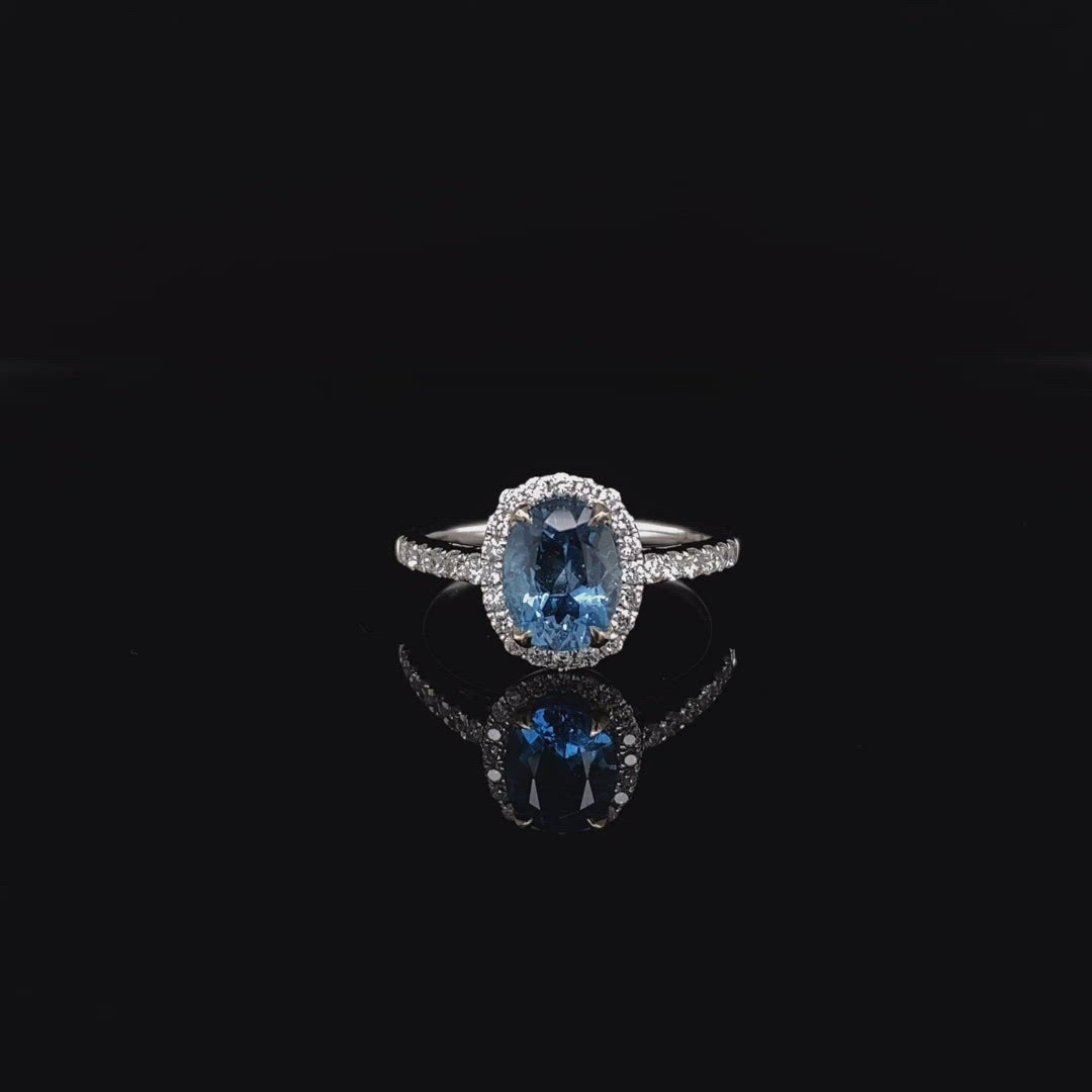 1.20ct Aquamarine And Diamond Cluster Ring