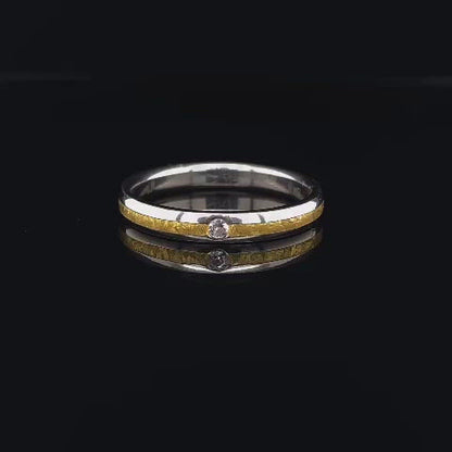 Diamond Set Platinum and Yellow Gold 3mm Wedding Ring