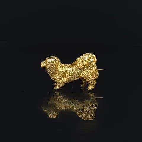 Yellow Gold Dog Brooch