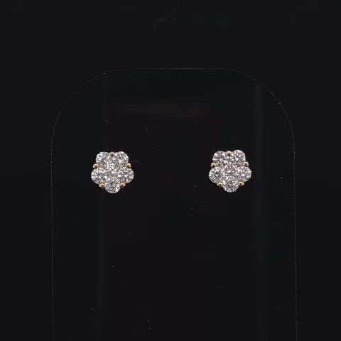 0.34ct Round Diamond Flower Cluster Earrings