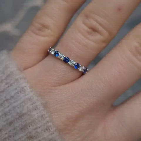 Round Sapphire and Diamond Eternity Ring