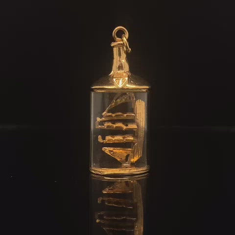 9ct Yellow Gold Sailing Boat Bottle Charm