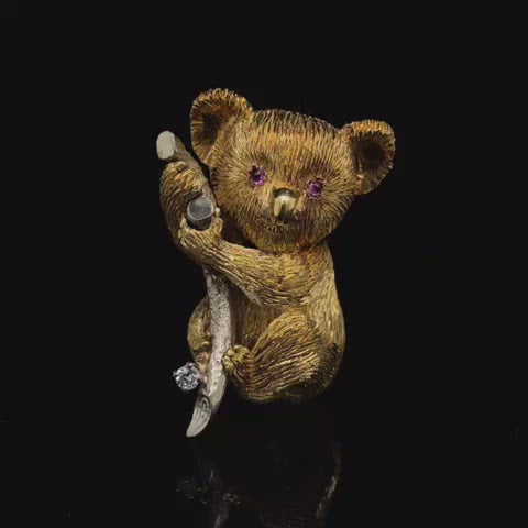 Yellow Gold Koala On Branch Brooch – Michael Rose