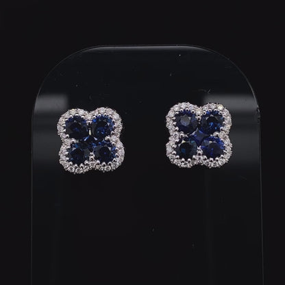 1.19ct Sapphire and Diamond Quatrefoil Cluster Earrings
