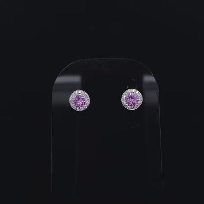0.39ct Round Pink Sapphire And Diamond Cluster Earrings
