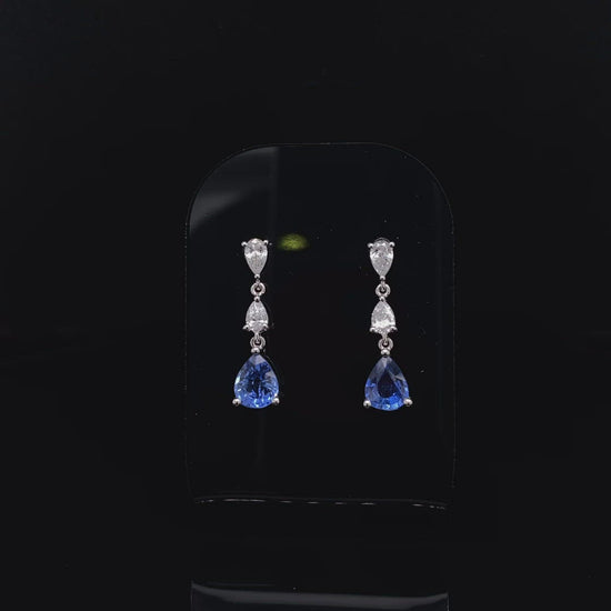 Pear Cut Sapphire and Diamond Drop Earrings