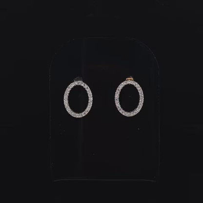 White Gold Diamond Set Open Oval Earrings