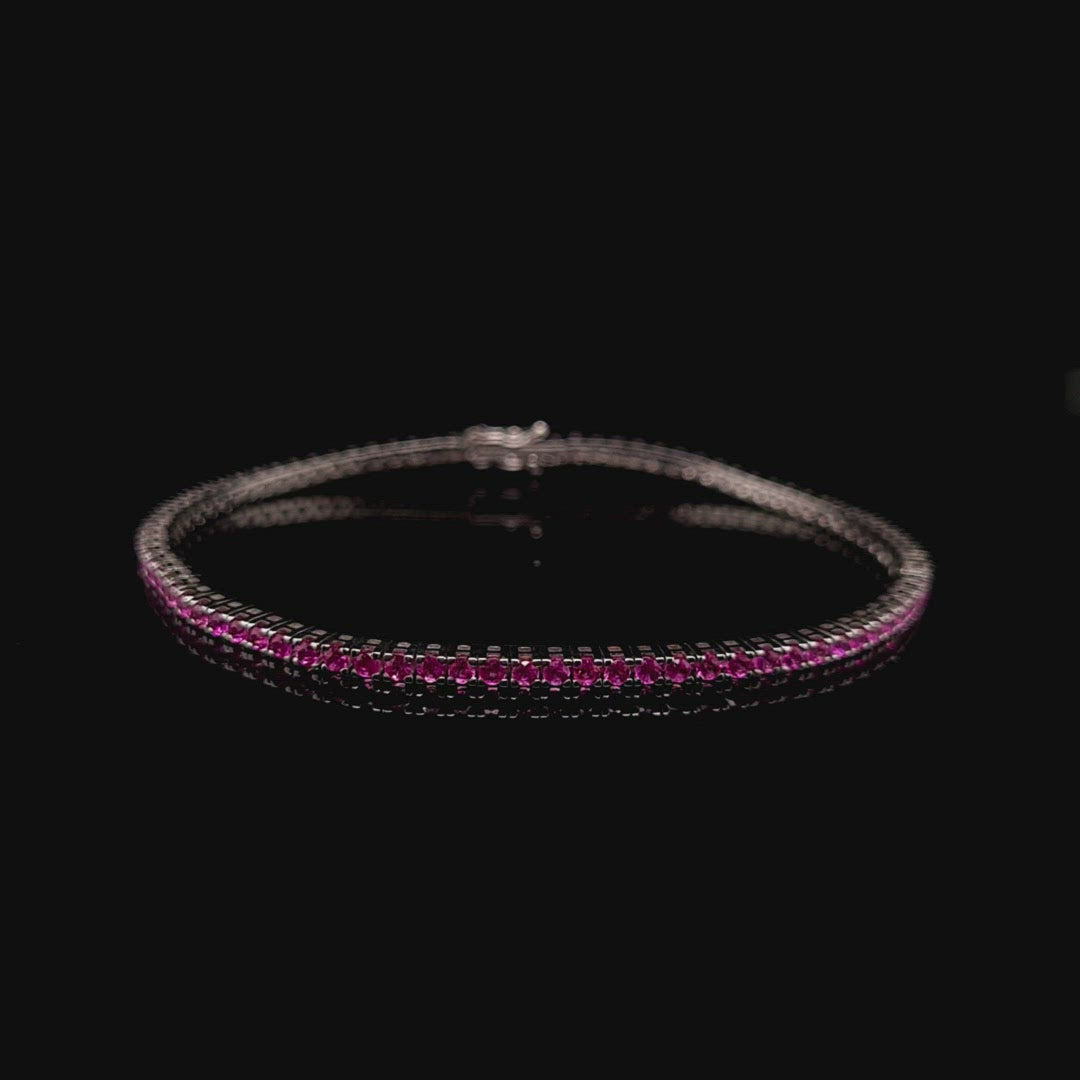 2.36ct Round Pink Sapphire Line Bracelet