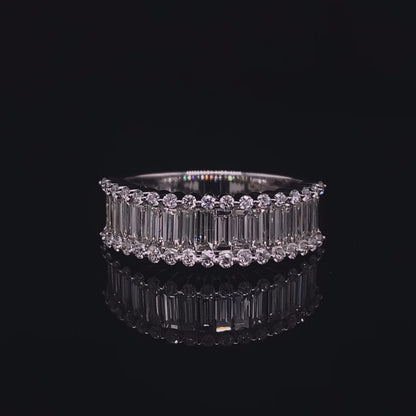 1.41ct Baguette And Round Diamond Half Eternity Ring