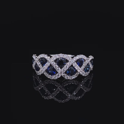 0.91ct Sapphire And Diamond Lattice Style Dress Ring