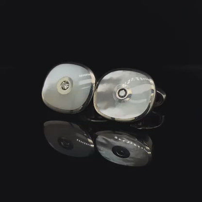 Silver, Mother of Pearl and Diamond Cufflinks
