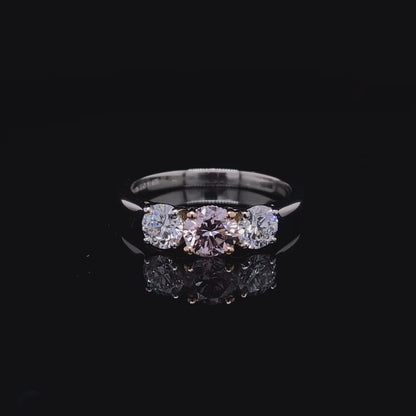 0.56ct Pink Diamond Three Stone Ring