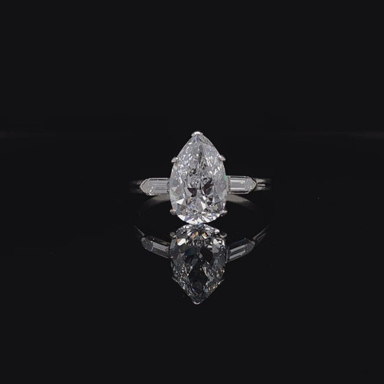 GIA Certified 2.36ct Pear Cut Diamond Art Deco Ring by Tiffany & Co.