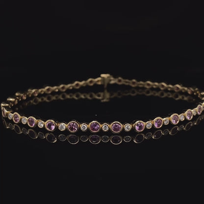 2.73ct Round Pink Sapphire And Diamond Bracelet