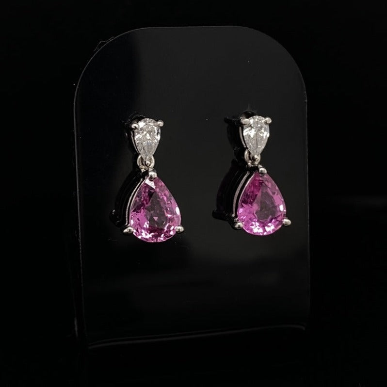 9ct White Gold Sapphire Double Pear Shape Drop Earrings | Buy Online | Free  Insured UK Delivery