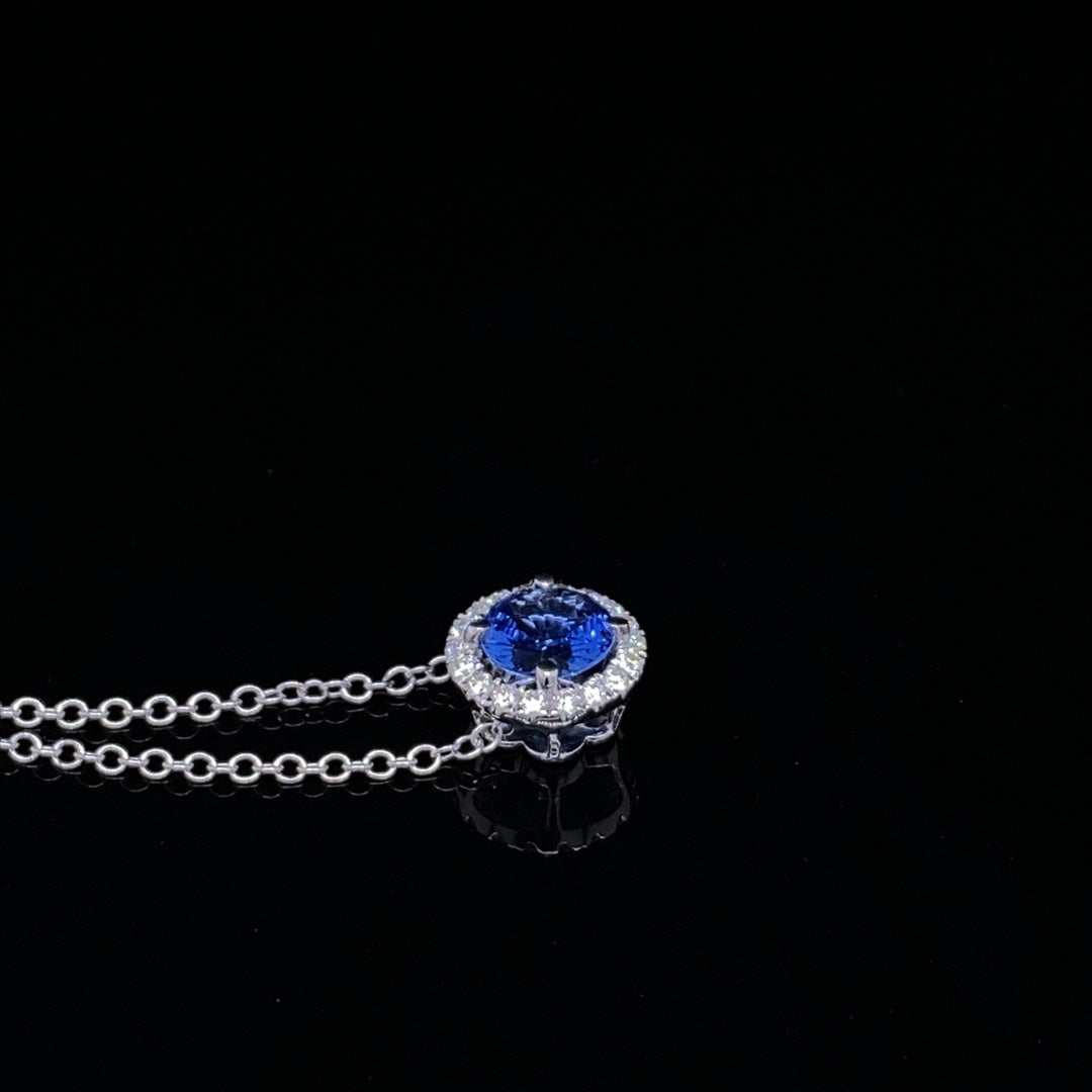 0.80ct Round Sapphire And Diamond Cluster Pendant