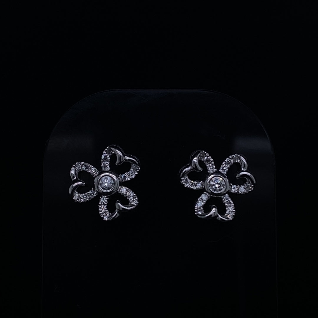 0.19ct Diamond Three Leaf Clover Earrings