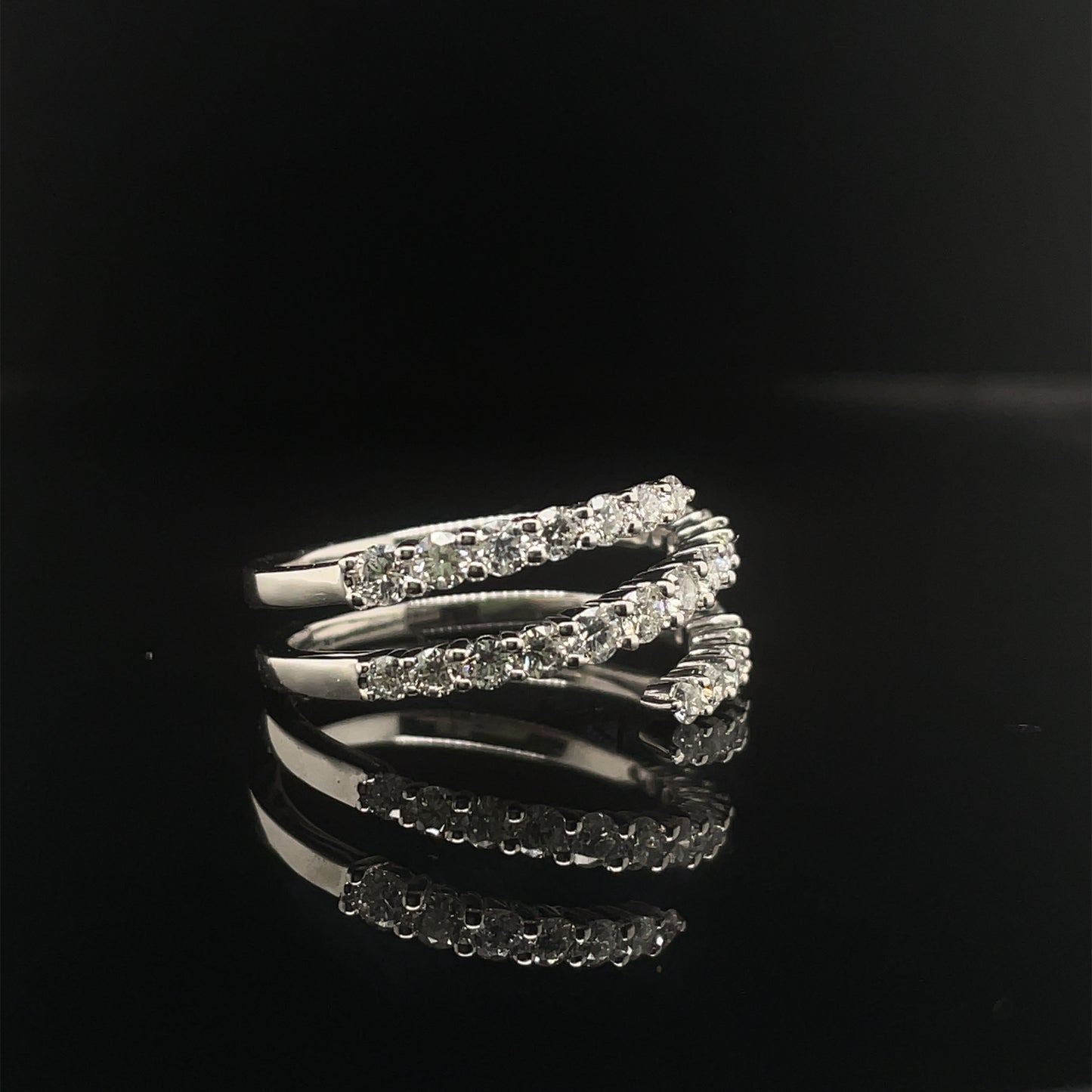 Diamond Three Row Spring Style Dress Ring